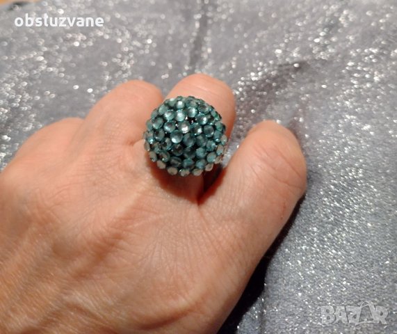 Искрящ син пръстен 💥, снимка 4 - Пръстени - 32713256