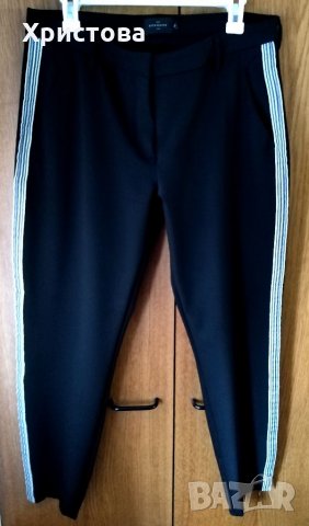 Черен елегантен панталон с кант, XL, снимка 1 - Панталони - 32542768