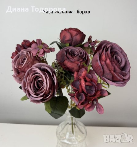 Изкуствени цветя роза – коприна, снимка 3 - Изкуствени цветя - 36558258