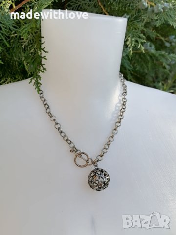 Колие сребристо, снимка 3 - Колиета, медальони, синджири - 43245696