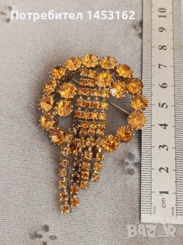 Старинна чешка брошка с кристали , снимка 2 - Други - 47647620
