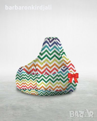 Барбарон пуф круша с цветен печат , снимка 5 - Столове - 34616585