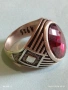 Арт Деко стил сребърен пръстен с ГРАНАТ орнаментиран майсторска изработка 51807, снимка 7