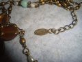 КРАСИВО ФЛОРАЛНО МАРКОВО ВИНТИДЖ АРТ БРОНЗОВО КОЛИЕ ОГЪРЛИЦА с ШЛИФОВАНИ КАМЪНИ 30159, снимка 11