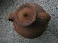 Стара керамична делва амфора с капак, снимка 1