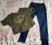 Сет НМ дънки тип клин и свободна блуза, снимка 1 - Детски комплекти - 32829674
