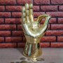 1286 Голяма керамична касичка ръка OK златен цвят, снимка 1