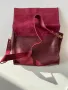 Полукожена червена дамска чанта (кадифе), снимка 2