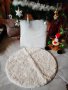Ново бяло кръгло пухкаво килимче с възглавница плюш-лукс!, снимка 5