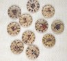 Дървени копчета кръгли Шаби шик часовници - 6 бр /комплект, снимка 1 - Други - 43852161