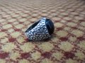 Мъжки сребърен пръстен, Уникалнен дизайнерски  с голям черен оникс  - добавете стил !, снимка 1