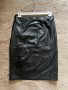 Нова елегантна кожена черна  пола под коляното миди midi дължина размер XL ХЛ, снимка 3