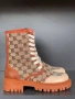 Gucci Дамски Бежови Зимни Боти С Връзки Гучи Код E1175, снимка 6