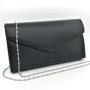 Стилна Официална Дамска Чанта Тип Плик Кожена В Черно, снимка 1 - Чанти - 44908259