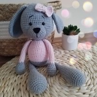 Ръчно плетена играчка куче амигуруми, снимка 4 - Плюшени играчки - 38237156