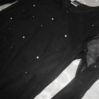 Черна рокля с апликации , снимка 1 - Рокли - 28760401