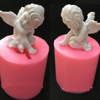 3d Ангел приведен в цилиндър силиконов молд кръщене фондан торта гипс сапун, снимка 1 - Форми - 27302438