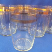 Сервиз чаши за вода, безалкохолно, тънкостенни, златни кантове 6 бр , снимка 1 - Чаши - 38058151