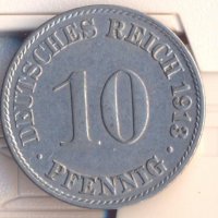 Германия 10 пфенига 1913 година, А, снимка 1 - Нумизматика и бонистика - 26755354