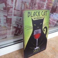 Метална табела алкохол Black Cat винарна вино черна котка Salem Winery, снимка 2 - Рекламни табели - 43031105