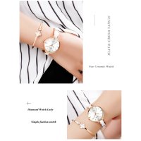Дамски часовник Lige Ceramic Watch, Бял/Златист, снимка 8 - Дамски - 44042243