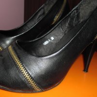 елегантни обувки на висок ток  цвят нежна циклама и черен, снимка 4 - Дамски обувки на ток - 26742377