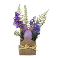 Великденска кошница, с яйца и лавандула, 26см, снимка 1 - Декорация за дома - 43830534