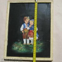 1973 СТАРА картина деца с национални носии  с рамка, снимка 5 - Картини - 28949736