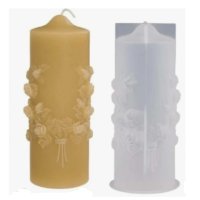 висок Цилиндър с венец розички силиконов молд форма за свещ гипс декор украса, снимка 1 - Корсети, бюстиета, топове - 43914997