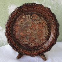 стара чиния от метал - мед с орнаменти , снимка 2 - Други ценни предмети - 33071803