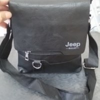 Мъжка чанта с капак Jeep, екокожа, черна, за през рамо - 281281, снимка 1 - Чанти - 37195157