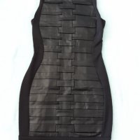Много ефектна маркова черна рокля ЕКСПЛОЗИЯ-кожа и стегнато трико,елегантна, изкл.впечатляваща , снимка 2 - Рокли - 37265004