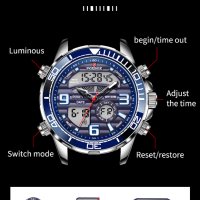 FOXBOX кварцов часовник с 2-ен комбиниран дисплей, модел 2022 г., снимка 2 - Мъжки - 40437222