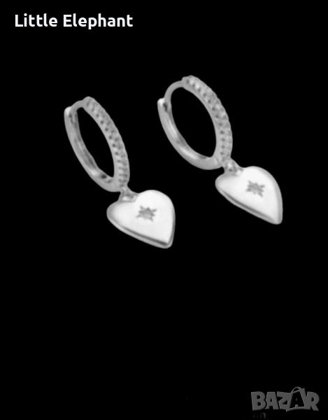 Висящи сребърни обеци сърца with "Shining stars",кристали,white/нови, снимка 1