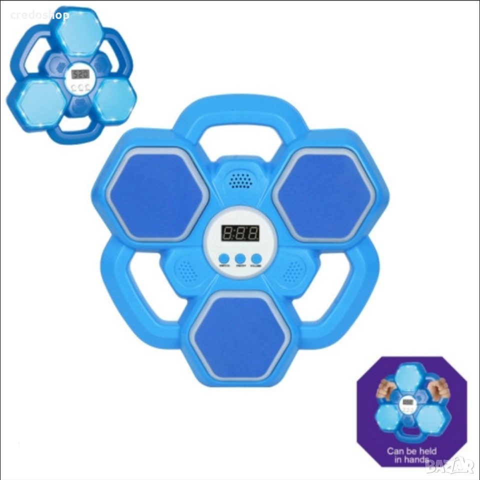 Боксова машина с 3 мишени ,синя, светлини, музика, снимка 1