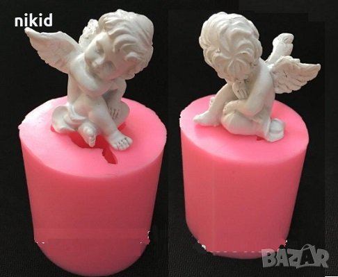3d Ангел приведен в цилиндър силиконов молд кръщене фондан торта гипс сапун, снимка 1