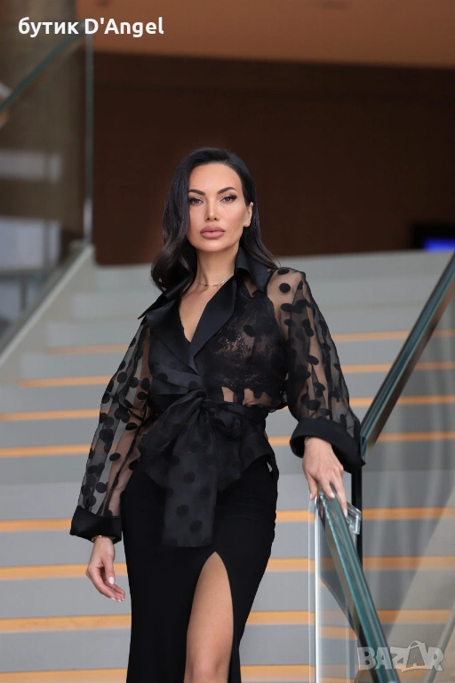 AVIN Риза La Femme Dots с колан и отделен дантелен топ, снимка 1