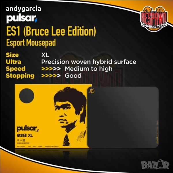 PULSAR ES1 MOUSE PAD XL - BLACK ( BRUCE LEE EDITION ) чисто нов запечатан пад подложка мишка, снимка 1