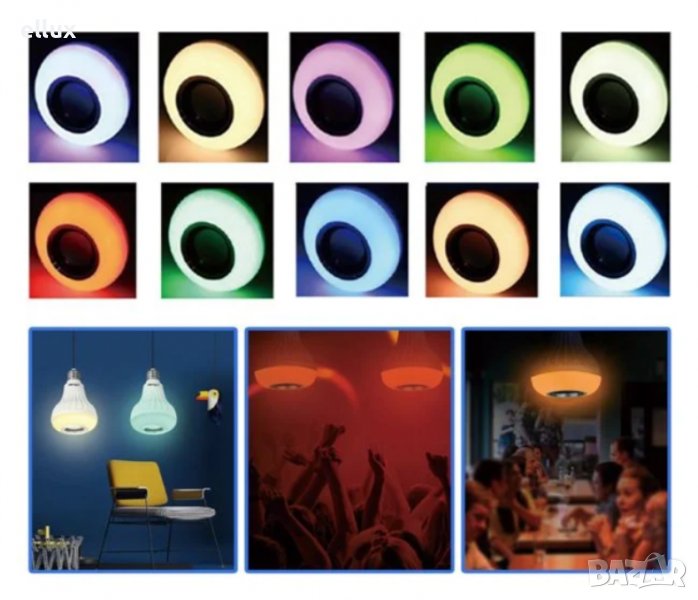 Цветна LED лампа с вградена колонка Bluetooth & Music 12W - E27, снимка 1