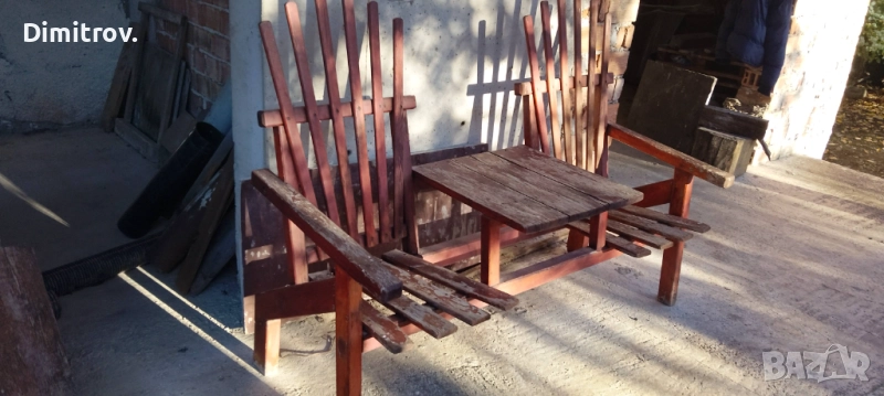 Дървена градинска маса със столове!, снимка 1