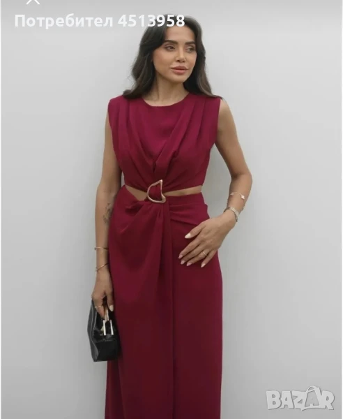 Бордо рокля с катарама отпред, снимка 1