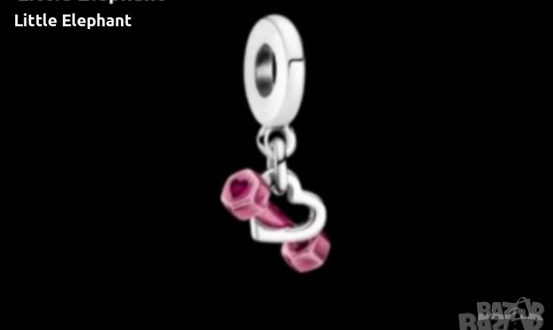 Сребърен висящ елемент Пандора,сърце и гиричка"Обичам да спортувам"/нов, снимка 1