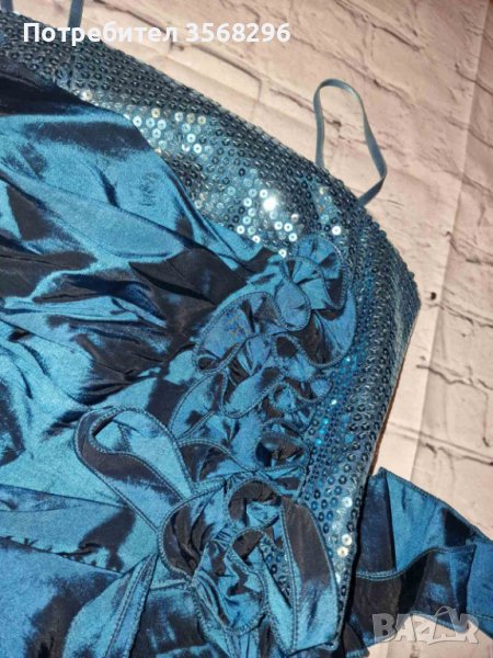 Нова къса официална рокля в петролено синьо, снимка 1