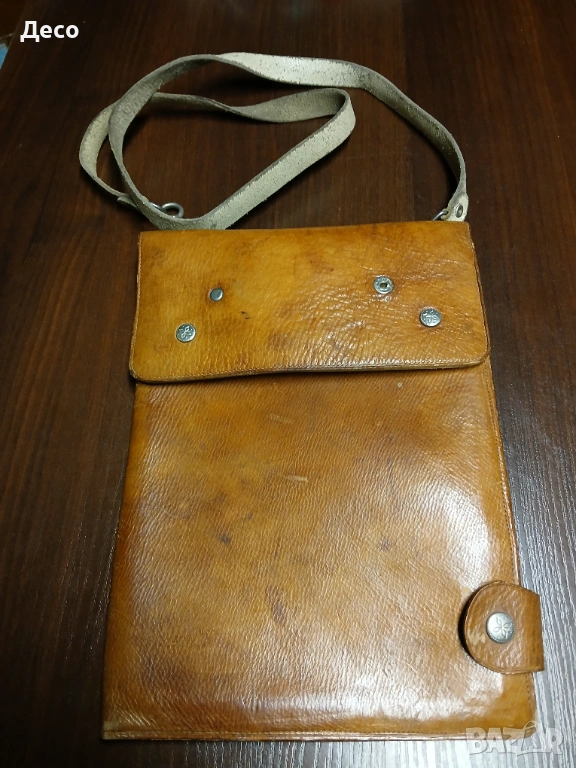 Стара кожена командирска чанта от първата световна война., снимка 1