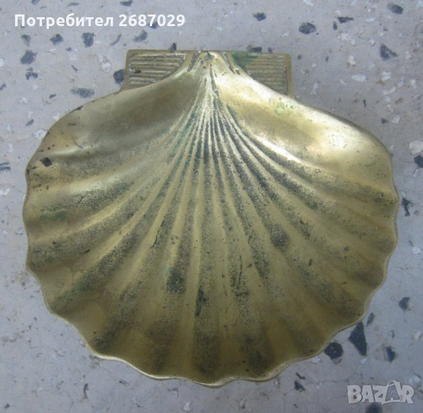 Пепелници: Мида пепелник бронз месинг стар фигура чиния поднос, Ниагара, стъпало, снимка 1