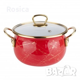 Тенджера Goldmann GM 8017-26R, 26x16см.\8.5л., Емайл, Индукция, Червена, снимка 1