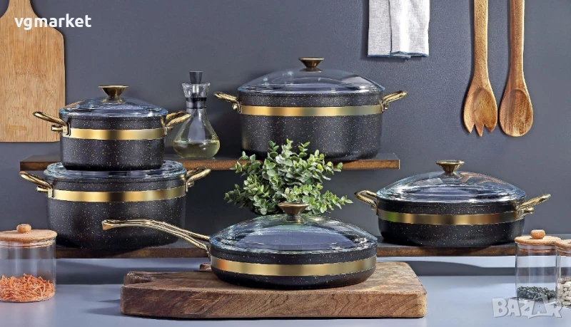Комплект гранитни тенджери и тиган BONERA NILE 10 части, снимка 1