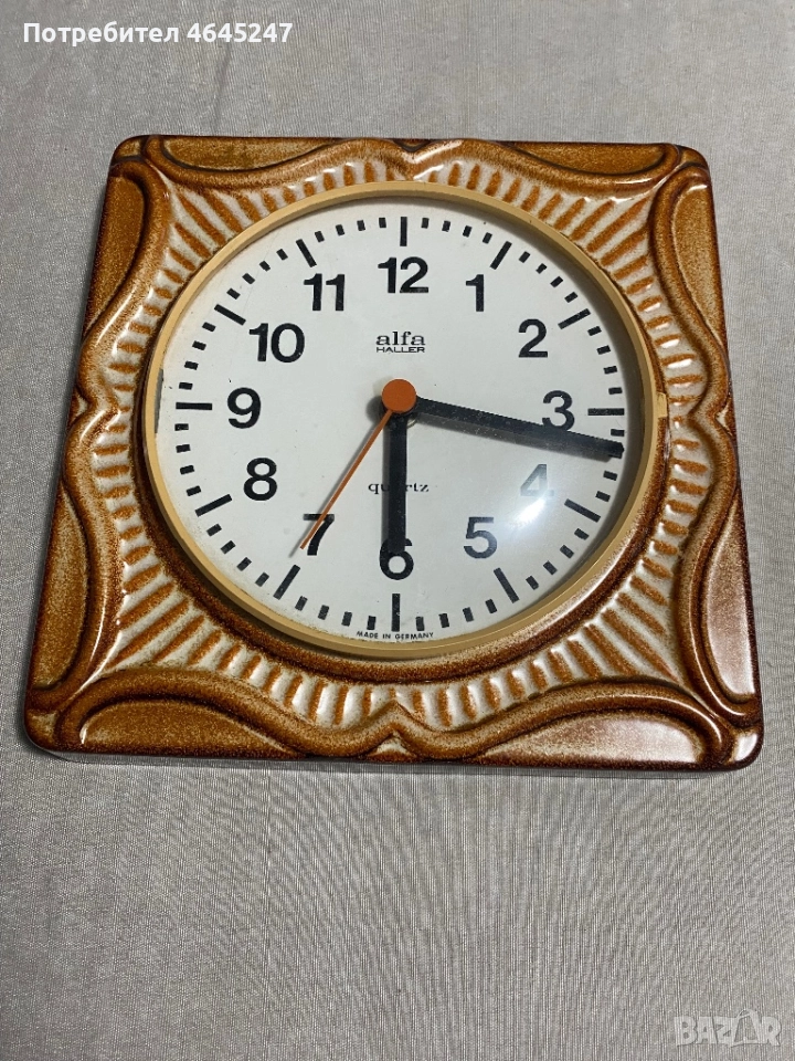 Немски керамичен часовник., снимка 1