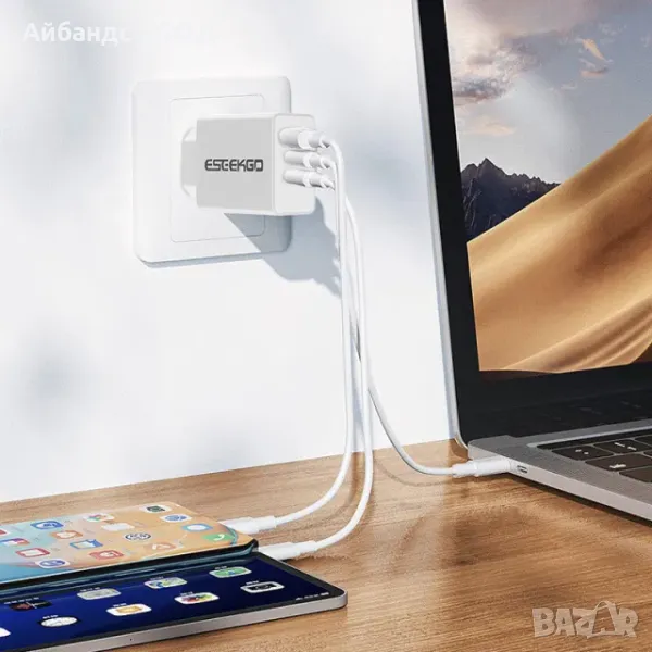 3-в-1 Бързо Зарядно Адаптер: USB Type A и Двоен USB Type C (40W/20W), снимка 1