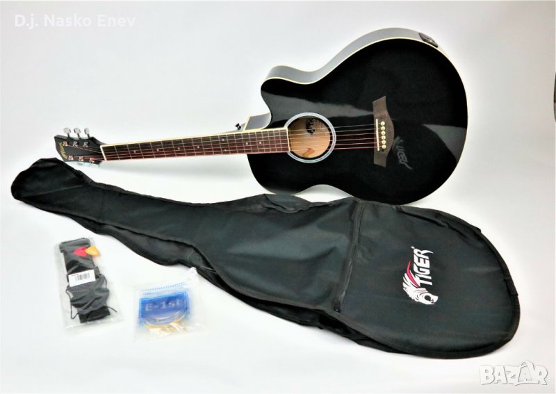 Tiger Acg4-bk Guitar - Electro-Аcoustic Black - електро акустична китара -КАТО НОВА Made in UK , снимка 1
